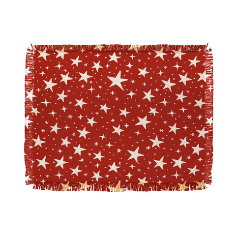 Avenie Christmas Stars in Red Throw Blanket