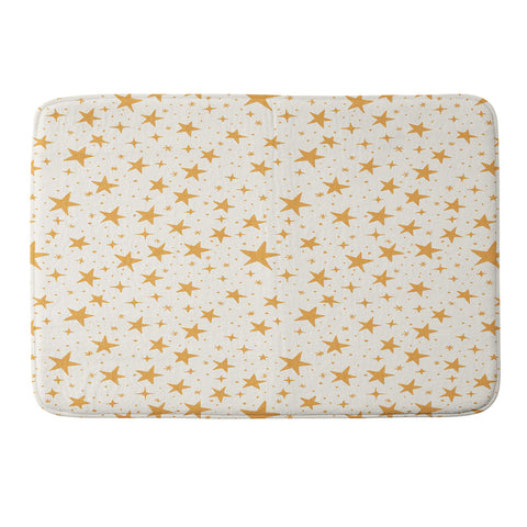 Avenie Christmas Stars in Yellow Memory Foam Bath Mat