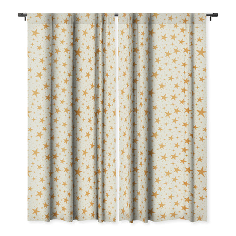 Avenie Christmas Stars in Yellow Blackout Window Curtain