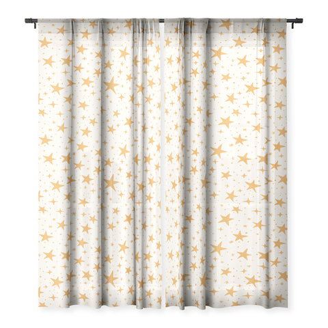 Avenie Christmas Stars in Yellow Sheer Non Repeat