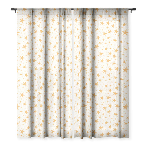 Avenie Christmas Stars in Yellow Sheer Window Curtain