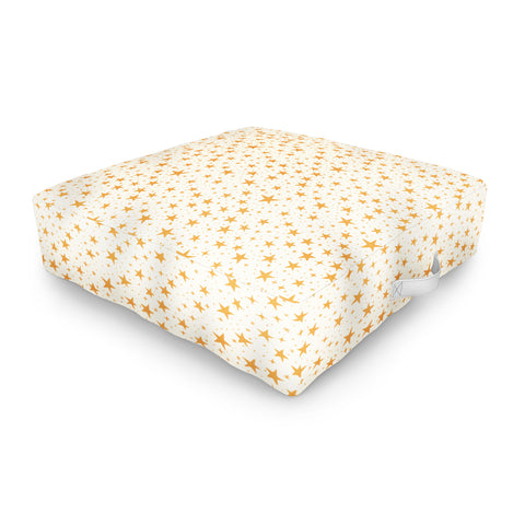 Avenie Christmas Stars in Yellow Outdoor Floor Cushion