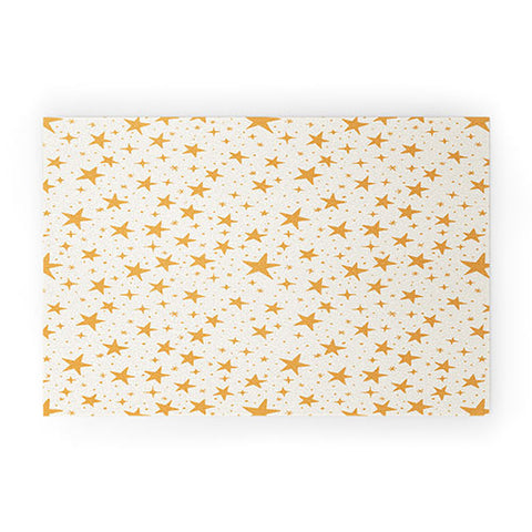 Avenie Christmas Stars in Yellow Welcome Mat