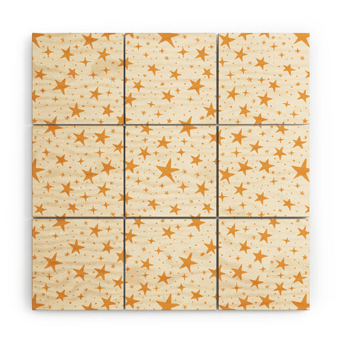 Avenie Christmas Stars in Yellow Wood Wall Mural