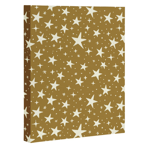 Avenie Christmas Stars Olive Green Art Canvas