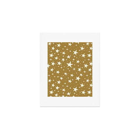 Avenie Christmas Stars Olive Green Art Print