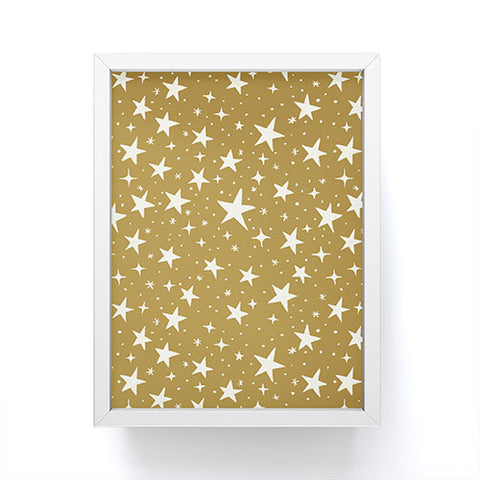 Avenie Christmas Stars Olive Green Framed Mini Art Print