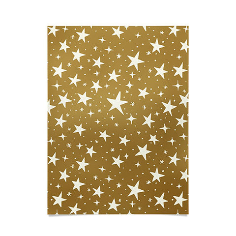 Avenie Christmas Stars Olive Green Poster