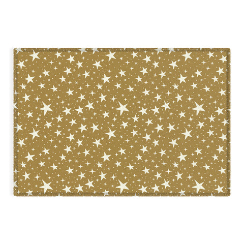 Avenie Christmas Stars Olive Green Outdoor Rug