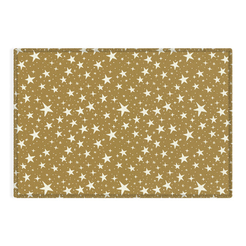 Avenie Christmas Stars Olive Green Outdoor Rug