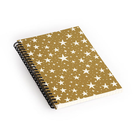 Avenie Christmas Stars Olive Green Spiral Notebook