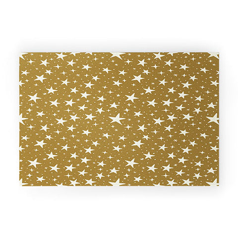 Avenie Christmas Stars Olive Green Welcome Mat