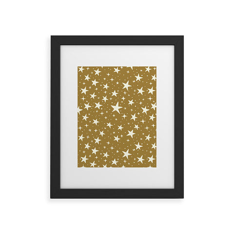Avenie Christmas Stars Olive Green Framed Art Print