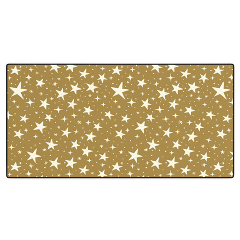 Avenie Christmas Stars Olive Green Desk Mat