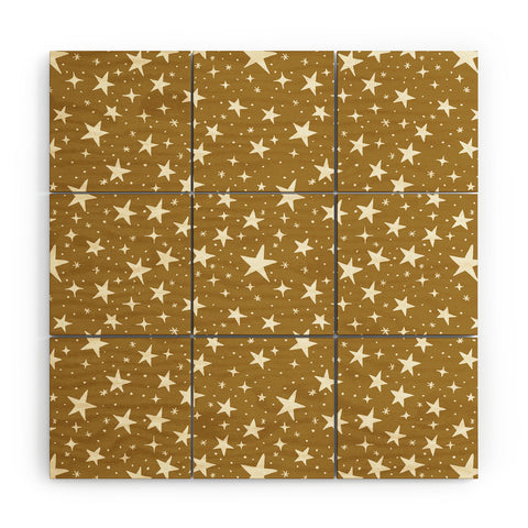 Avenie Christmas Stars Olive Green Wood Wall Mural