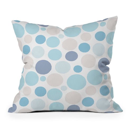 Avenie Circle Pattern Blue and Grey Outdoor Throw Pillow