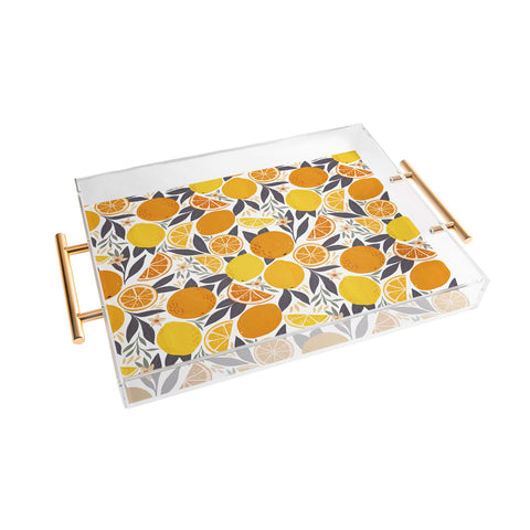 Avenie Citrus Fruits Yellow and Grey Acrylic Tray