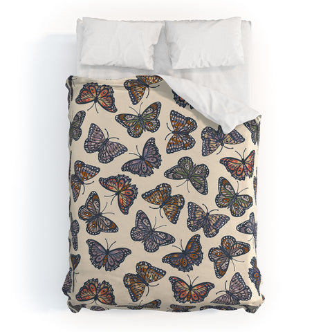 Avenie Countryside Butterflies Blue Duvet Cover