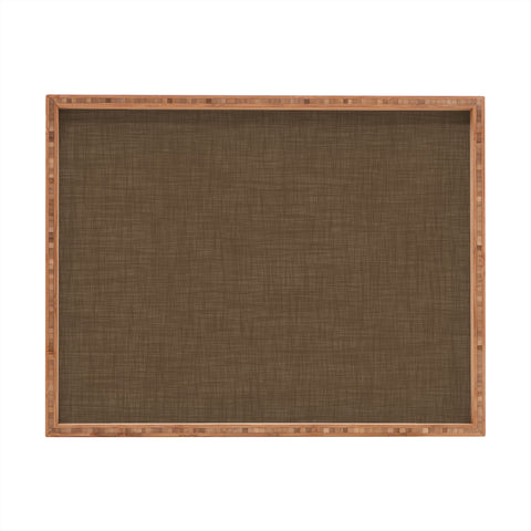 Avenie Cozy Linen Effect In Coffee Rectangular Tray