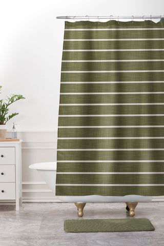 Avenie Cozy Stripes Shower Curtain And Mat