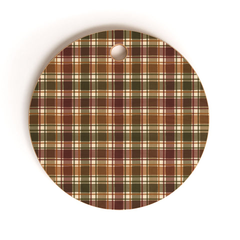 Avenie Cozy Vintage Plaid Cutting Board Round