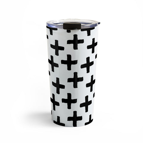 Avenie Cross Pattern Black and White Travel Mug