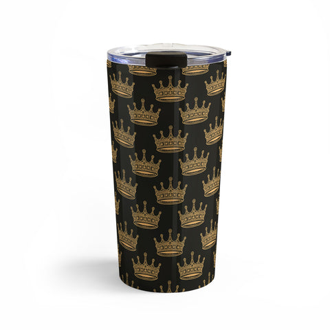 Avenie Crown Pattern Black Travel Mug