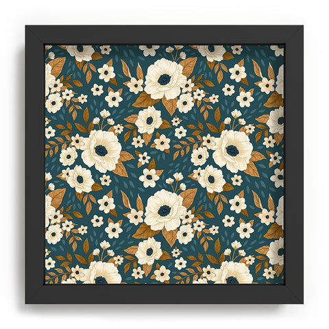 Avenie Delicate Blue and Gold Floral Recessed Framing Square