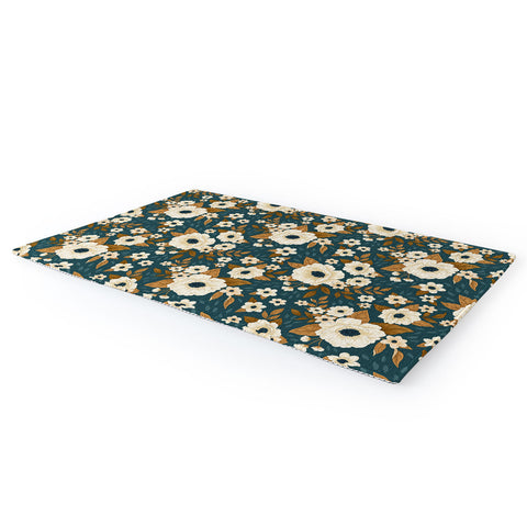 Avenie Delicate Blue and Gold Floral Area Rug