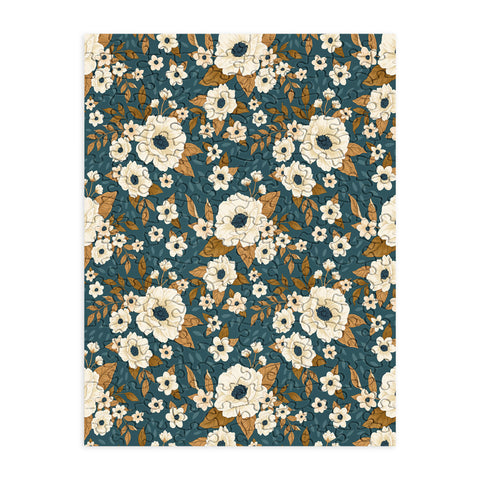 Avenie Delicate Blue and Gold Floral Puzzle