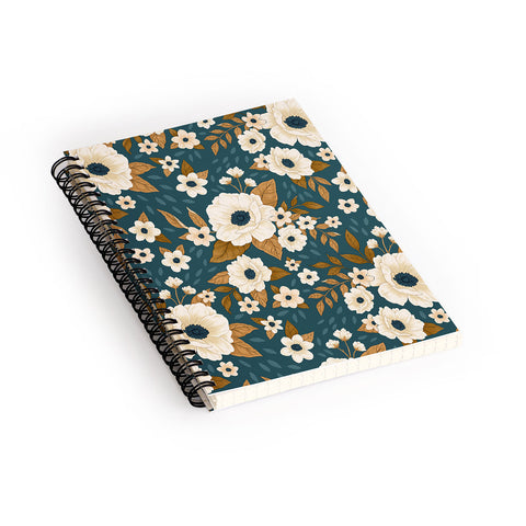 Avenie Delicate Blue and Gold Floral Spiral Notebook