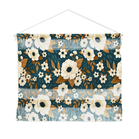 Avenie Delicate Blue and Gold Floral Wall Hanging Landscape