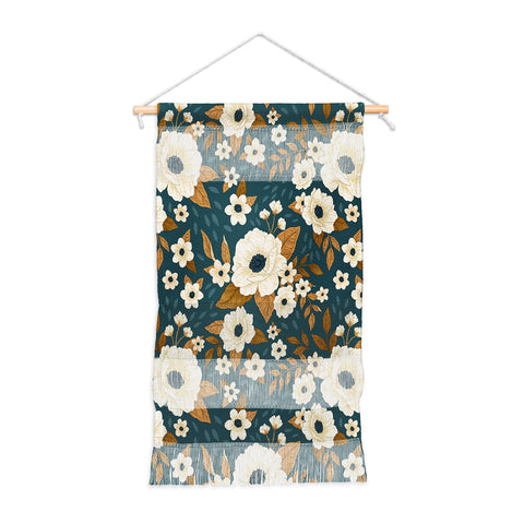 Avenie Delicate Blue and Gold Floral Wall Hanging Portrait