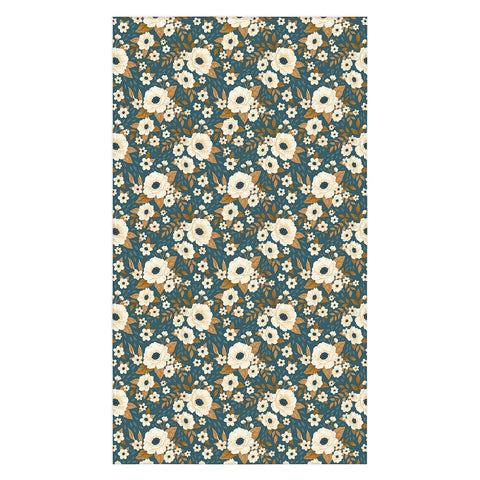 Avenie Delicate Blue and Gold Floral Tablecloth