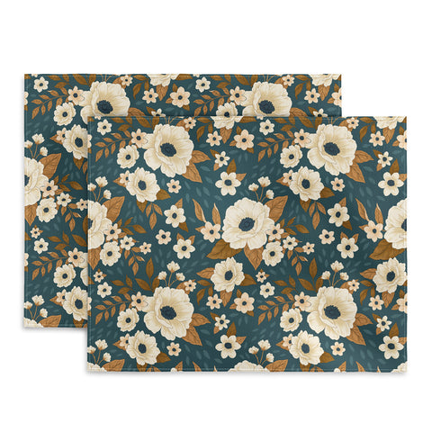 Avenie Delicate Blue and Gold Floral Placemat