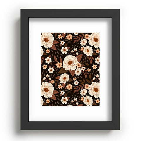 Avenie Delicate Deep Autumn Floral Recessed Framing Rectangle