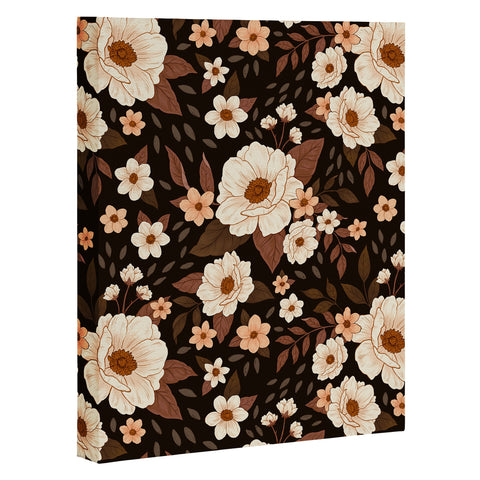 Avenie Delicate Deep Autumn Floral Art Canvas