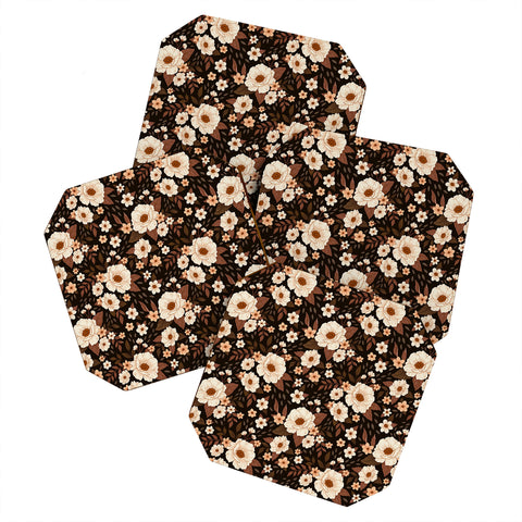 Avenie Delicate Deep Autumn Floral Coaster Set