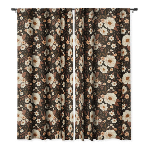 Avenie Delicate Deep Autumn Floral Blackout Window Curtain