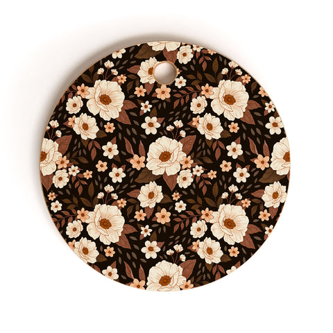 Avenie Delicate Deep Autumn Floral Cutting Board Round