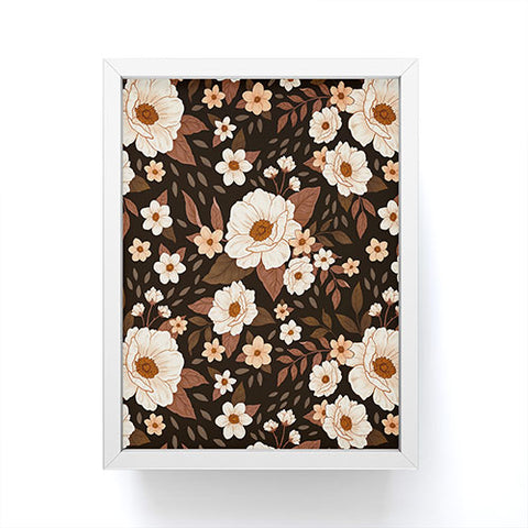 Avenie Delicate Deep Autumn Floral Framed Mini Art Print