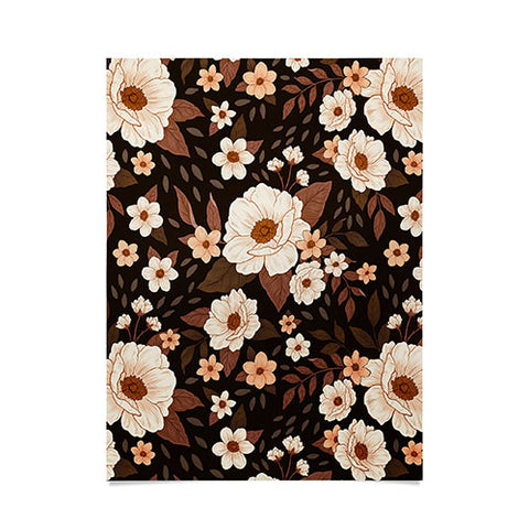 Avenie Delicate Deep Autumn Floral Poster