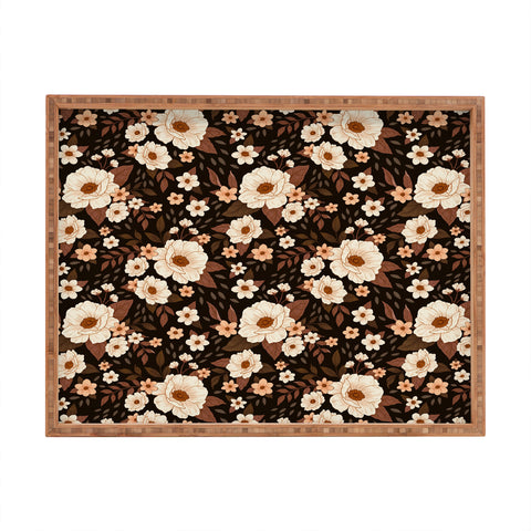 Avenie Delicate Deep Autumn Floral Rectangular Tray
