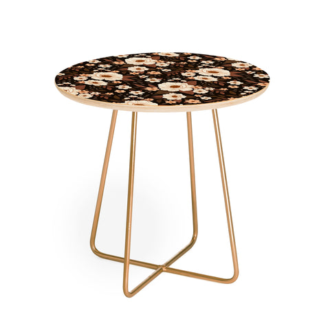 Avenie Delicate Deep Autumn Floral Round Side Table