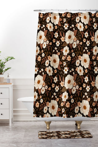 Avenie Delicate Deep Autumn Floral Shower Curtain And Mat