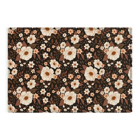 Avenie Delicate Deep Autumn Floral Outdoor Rug