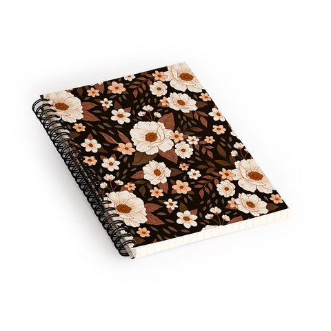 Avenie Delicate Deep Autumn Floral Spiral Notebook