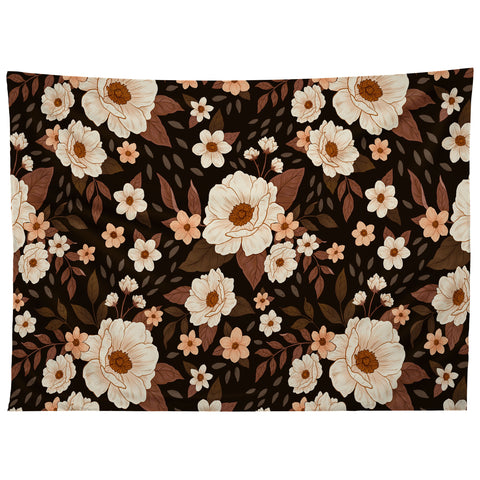 Avenie Delicate Deep Autumn Floral Tapestry