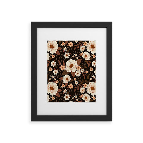 Avenie Delicate Deep Autumn Floral Framed Art Print