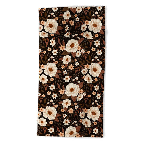 Avenie Delicate Deep Autumn Floral Beach Towel